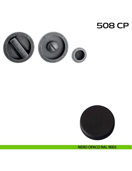 Kit placche incasso tonde con nottolino Reguitti 508 con frontalino di trascinamento nero