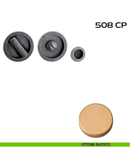 Kit placche incasso tonde con nottolino Reguitti 508 con frontalino di trascinamento ottone rustico