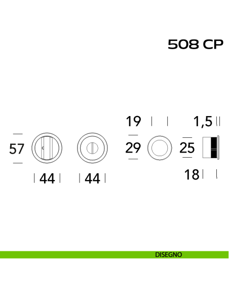 Kit placche incasso tonde con nottolino Reguitti 508 con frontalino di trascinamento disegno