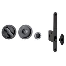 Kit placche incasso tonde con nottolino Reguitti 508 con frontalino di trascinamento e serratura 026SR