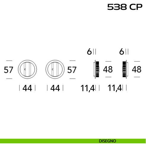 Placche incasso tonde con doppio nottolino Reguitti 538 disegno