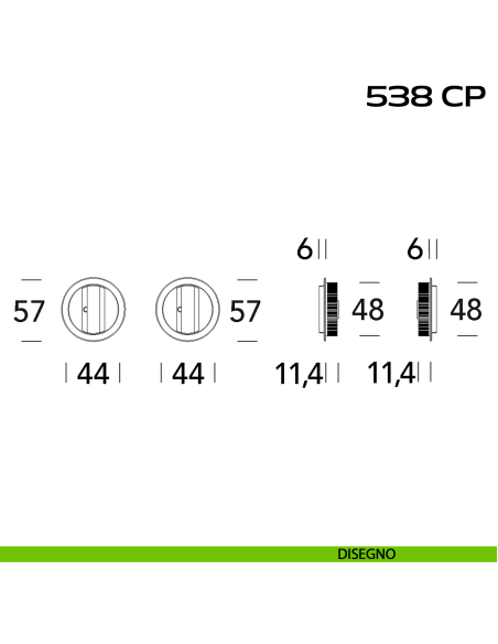 Placche incasso tonde con doppio nottolino Reguitti 538 disegno