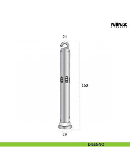 Spinotto per cerniera a molla per porta tagliafuoco Proget e Univer Ninz 4102005.001 - disegno