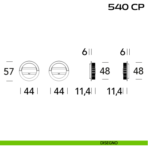 Placche incasso tonde con doppio nottolino ad anello Reguitti 540 disegno