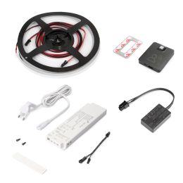 Emuca Kit striscia LED Neonlynx V 4x10 per armadio, Lunghezza 5.000mm, Luce Bianco calda 2.700K, Sensore di movimento RF Smart, 