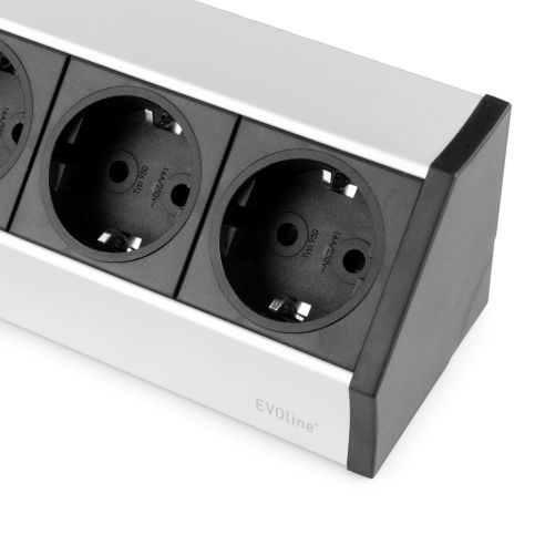 Emuca Multiconnettore da superficie Dock V , 3 prese Schuko, Tecnoplastica e Alluminio, Anodizzato opaco