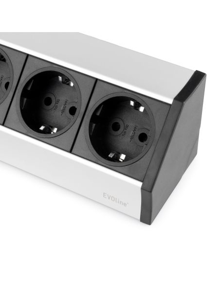 Emuca Multiconnettore da superficie Dock V , 3 prese Schuko, Tecnoplastica e Alluminio, Anodizzato opaco