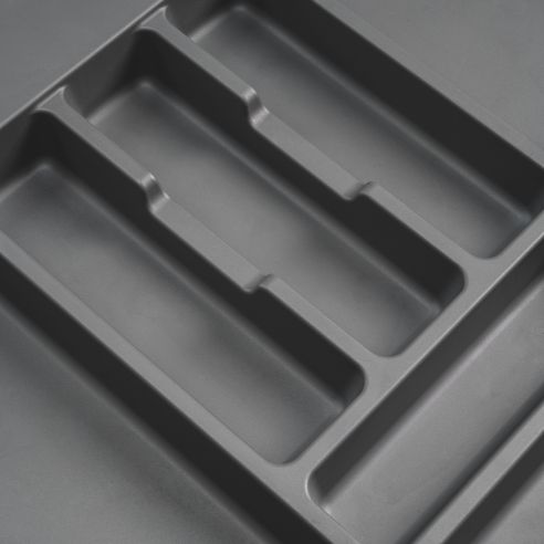 Emuca Portaposate Optima per cassetto universale, modulo 400 mm, Tecnoplastica, Grigio antracite