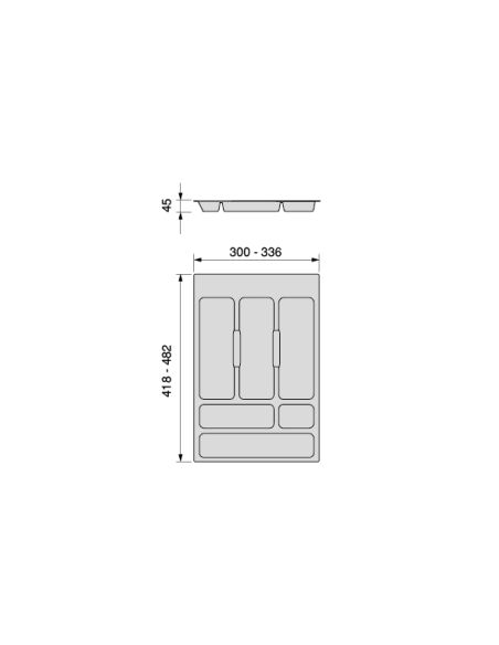 Emuca Portaposate Optima per cassetto universale, modulo 400 mm, Tecnoplastica, Grigio antracite