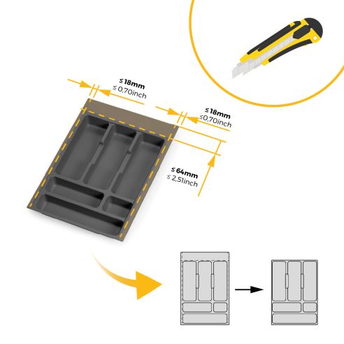 Emuca Portaposate Optima per cassetto universale, modulo 400 mm, Tecnoplastica, Grigio antracite