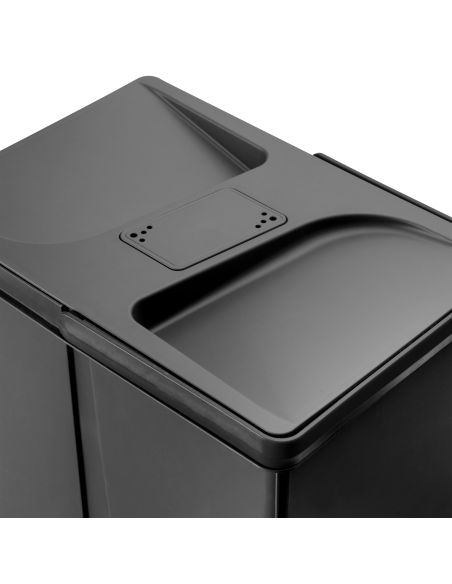 Emuca Contenitori per cassetti da cucina Recycle con coperchio anti-odore, Altezza 266, 3x15 lt, 2x7 lt, Tecnoplastica, Nera