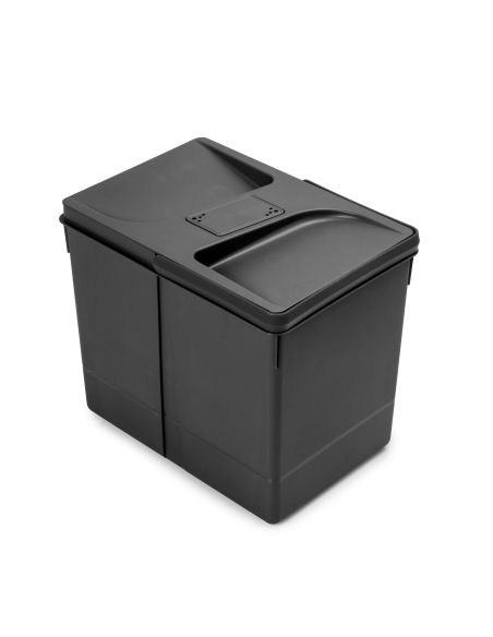 Emuca Contenitori per cassetti da cucina Recycle con coperchio anti-odore, Altezza 266, 1x15 lt, Tecnoplastica, Nera