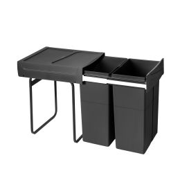 Emuca Contenitore per la raccolta differenziata Recycle da montare sul fondo e da estrarre manualmente in cucina Recycle 2x25lt,