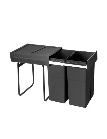 Emuca Contenitore per la raccolta differenziata Recycle da montare sul fondo e da estrarre manualmente in cucina Recycle 2x25lt,