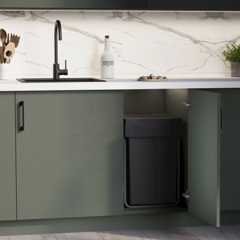 Emuca Contenitore per la raccolta differenziata Recycle da montare sul fondo e da estrarre manualmente in cucina Recycle 2x25lt,
