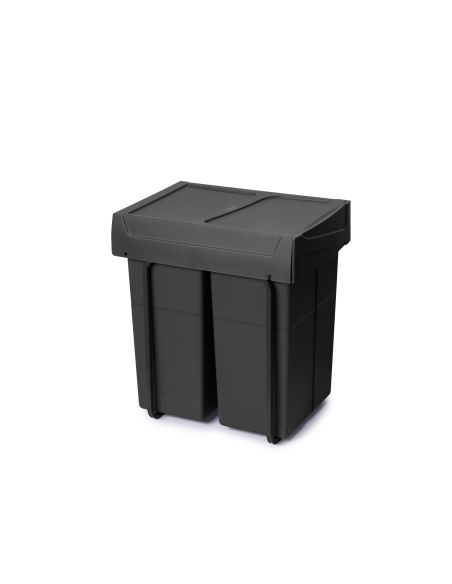 Emuca Contenitore per la raccolta differenziata Recycle da montare sul fondo e da estrarre manualmente in cucina Recycle 2x25lt,