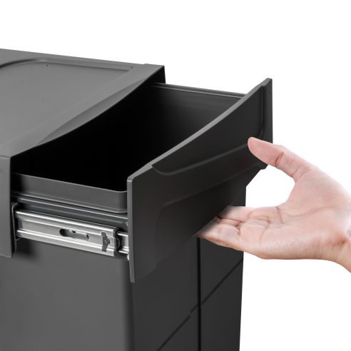 Emuca Contenitore per la raccolta differenziata Recycle da montare sul fondo e da estrarre manualmente in cucina Recycle 2x25lt,