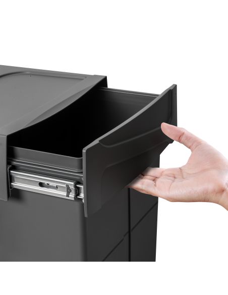 Emuca Contenitore per la raccolta differenziata Recycle da montare sul fondo e da estrarre manualmente in cucina Recycle 2x25lt,