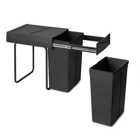 Emuca Contenitore per la raccolta differenziata Recycle da montare sul fondo e da estrarre manualmente in cucina Recycle 2x25lt,