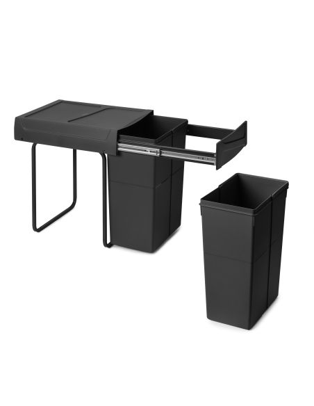 Emuca Contenitore per la raccolta differenziata Recycle da montare sul fondo e da estrarre manualmente in cucina Recycle 2x25lt,