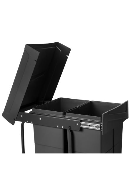 Emuca Contenitore per la raccolta differenziata Recycle da montare sul fondo e da estrarre manualmente in cucina Recycle 2x25lt,