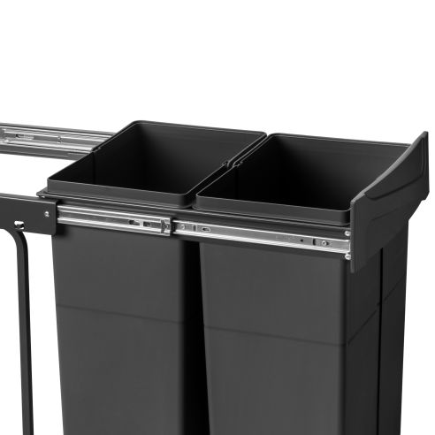Emuca Contenitore per la raccolta differenziata Recycle da montare sul fondo e da estrarre manualmente in cucina Recycle 2x25lt,