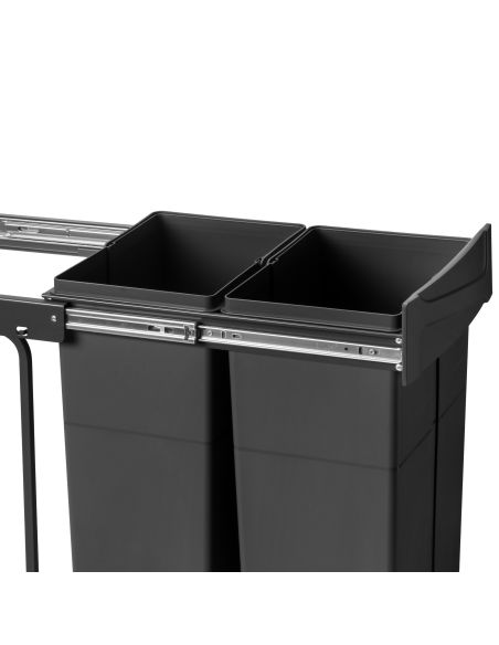 Emuca Contenitore per la raccolta differenziata Recycle da montare sul fondo e da estrarre manualmente in cucina Recycle 2x25lt,