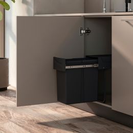 Emuca Recycle 1x20lt per il montaggio sul fondo e l'estrazione manuale in cucina, Tecnoplastica, Nera 2