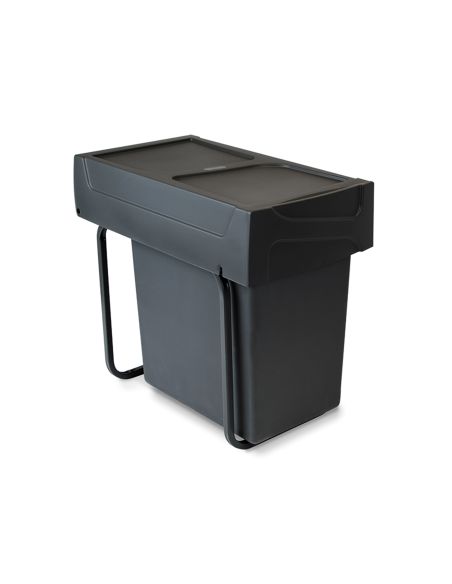 Emuca Recycle 1x20lt per il montaggio sul fondo e l'estrazione manuale in cucina, Tecnoplastica, Nera