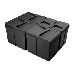 Emuca Kit di contenitori per la raccolta differenziata per cassetti da cucina Recycle Altezza Recycle 266 mm, 3x15 lt, 2x7 lt, T