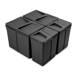 Emuca Kit di contenitori per la raccolta differenziata per cassetti da cucina Recycle Altezza Recycle 266 mm, 2x15 lt, 2x7 lt, T
