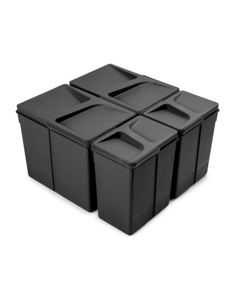 Emuca Kit di contenitori per la raccolta differenziata per cassetti da cucina Recycle Altezza Recycle 266 mm, 2x15 lt, 2x7 lt, T