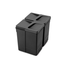 Emuca Kit di contenitori per la raccolta differenziata per cassetti da cucina Recycle Altezza Recycle 266 mm, 2x7 lt, Tecnoplast
