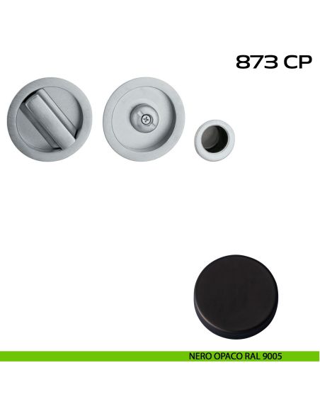 Kit placche incasso tonde con nottolino Reguitti 873 con frontalino di trascinamento nero