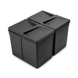 Emuca Kit di contenitori per la raccolta differenziata per cassetti da cucina Recycle Altezza Recycle 266 mm, 2x15 lt,Tecnoplast