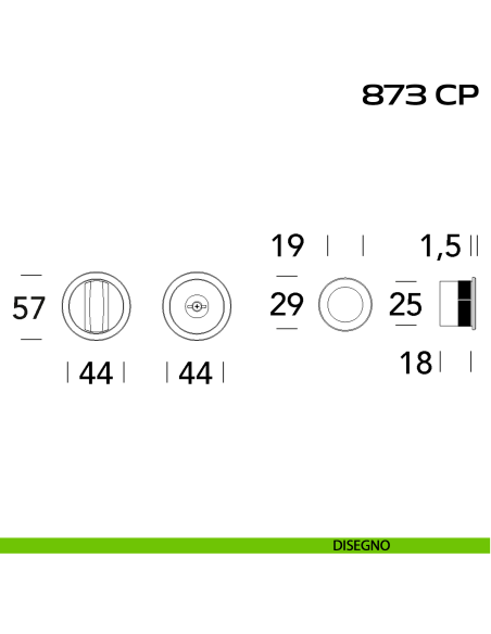 Kit placche incasso tonde con nottolino Reguitti 873 con frontalino di trascinamento disegno