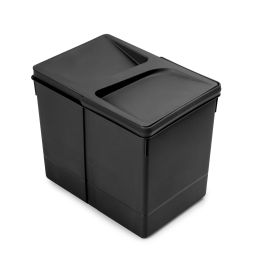 Emuca Contenitore per la raccolta differenziata Recycle Altezza Recycle 266 mm, 1x15 lt, Tecnoplastica, Nera