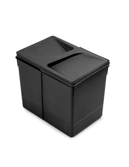 Emuca Contenitore per la raccolta differenziata Recycle Altezza Recycle 266 mm, 1x15 lt, Tecnoplastica, Nera