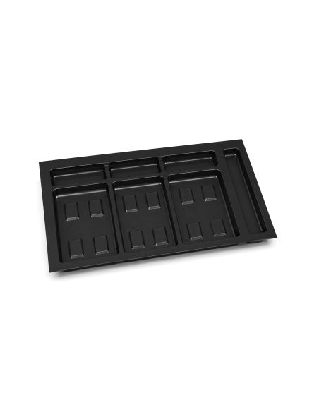 Emuca Base per contenitori per cassetti da cucina Recycle, 3 scomparti, modulo 900 mm, Tecnoplastica, Nera