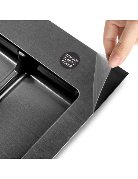 Emuca Base per contenitori per cassetti da cucina Recycle, 3 scomparti, modulo 800 mm, Tecnoplastica, Nera