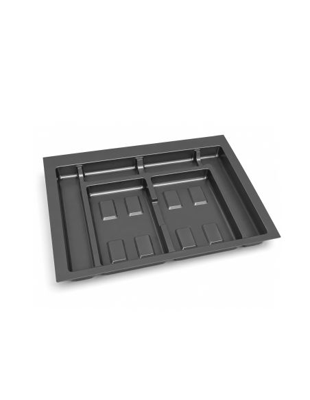 Emuca Base per contenitori per cassetti da cucina Recycle, 2 scomparti, modulo 700 mm, Grigio antracite Tecnoplastica