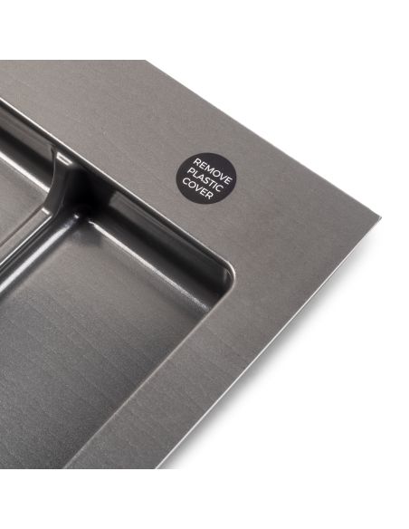 Emuca Base per contenitori per cassetti da cucina Recycle, 2 scomparti, modulo 700 mm, Grigio antracite Tecnoplastica