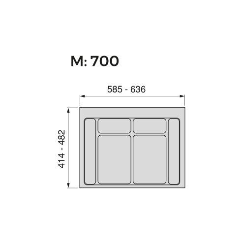 Emuca Base per contenitori per cassetti da cucina Recycle, 2 scomparti, modulo 700 mm, Tecnoplastica, Nera