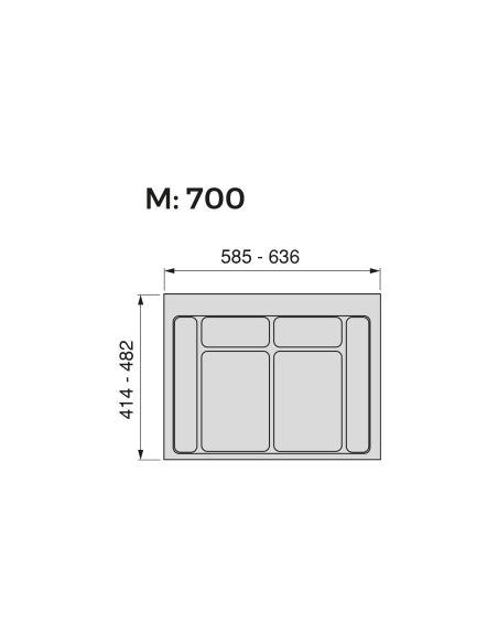 Emuca Base per contenitori per cassetti da cucina Recycle, 2 scomparti, modulo 700 mm, Tecnoplastica, Nera