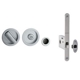 Kit placche incasso tonde con nottolino Reguitti 873 con frontalino di trascinamento e serratura 026SR