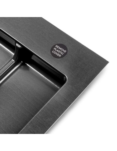 Emuca Base per cassetto da cucina Recycle, 2 scomparti, modulo 600 mm, Tecnoplastica, Nera