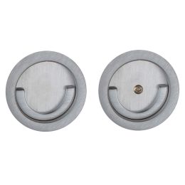 Coppia placche incasso tonde con doppio anello di presa a filo con vite di connessione passante Reguitti 048 CP