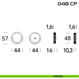 Coppia placche incasso tonde con doppio anello di presa a filo con vite di connessione passante Reguitti 048 CP 2