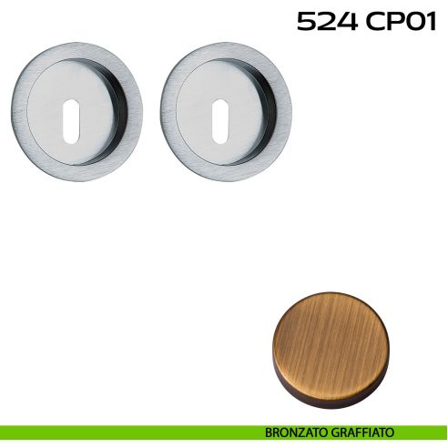 Kit placche incasso tonde foro chiave Reguitti 524 bronzato