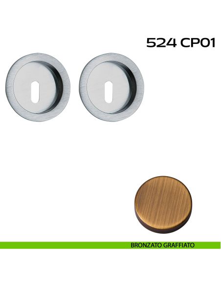Kit placche incasso tonde foro chiave Reguitti 524 bronzato